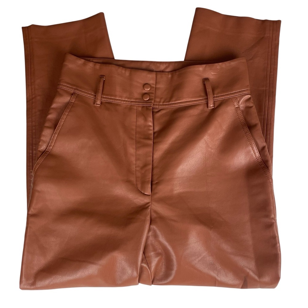 Wilfred Aritzia Brown Vegan High‎ Rise Ankle Pants Size 8 - Picture 2 of 12
